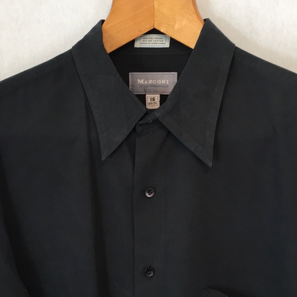 Marconi Louis Raphael black buttondown shirt 16/34 - Picture 2 of 6